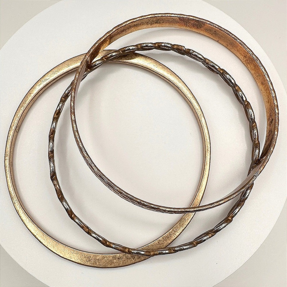 Vintage‎ 80s Chunky Stack Gold Tone Twisted Bangle Bracelets Set Jewelry Retro